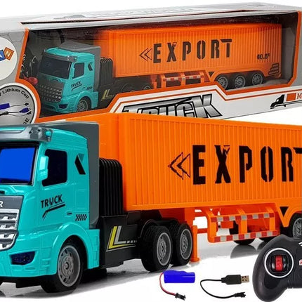 Nuotoliniu būdu valdomas 27 Mhz 1:48 oranžinis pristatymo sunkvežimis