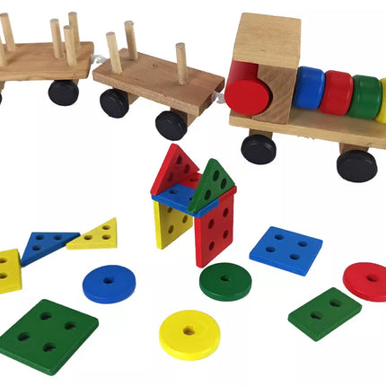 Medinis traukinio lokomotyvas. 2 nuimami vagonai