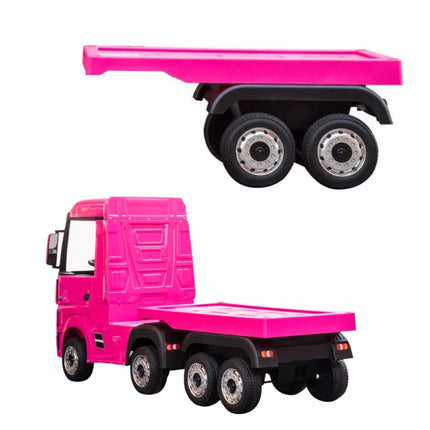 Mercedes Scania Actros sunkvežimis su HL358 rožine puspriekabe