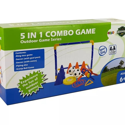 Sporto žaidimų rinkinys: rankinis, futbolas, vartai, frisbis