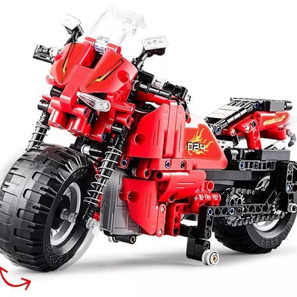 CADA konstruktorių rinkinys, nuotoliniu būdu valdomas motociklas, 2.4G, 484 detalės