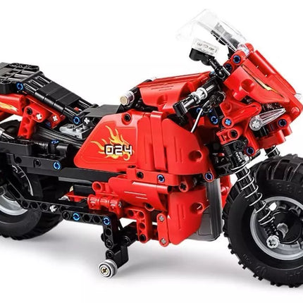 CADA konstruktorių rinkinys, nuotoliniu būdu valdomas motociklas, 2.4G, 484 detalės