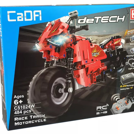 CADA konstruktorių rinkinys, nuotoliniu būdu valdomas motociklas, 2.4G, 484 detalės