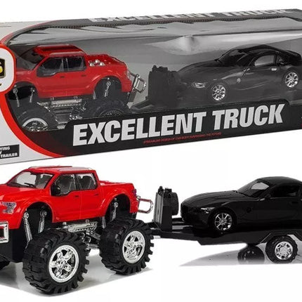 Transporto priemonių rinkinys Raudonas monstras sunkvežimis Juodas BMW Karavanas 58 cm