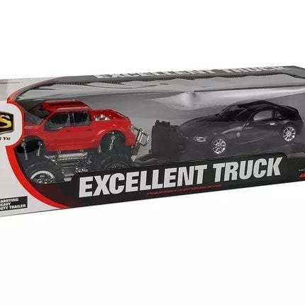 Transporto priemonių rinkinys Raudonas monstras sunkvežimis Juodas BMW Karavanas 58 cm