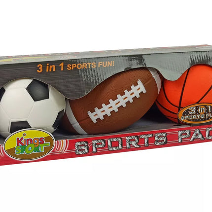 Minkštų sportinių kamuolių rinkinys 3in1 Futbolas Krepšinis