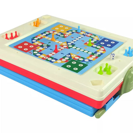 3 viename magnetinė-kreidinė lenta, mėlynas staliukas žaidimams