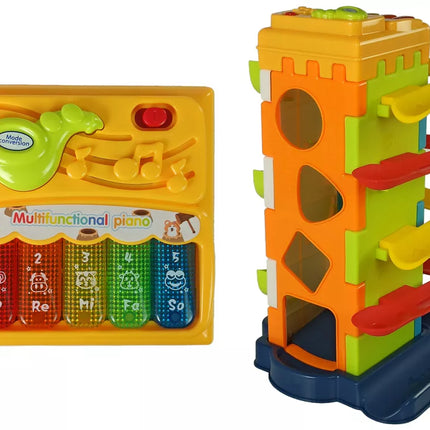 Kamuoliukų trasa, lavinamasis rūšiavimo blokas su pianinu