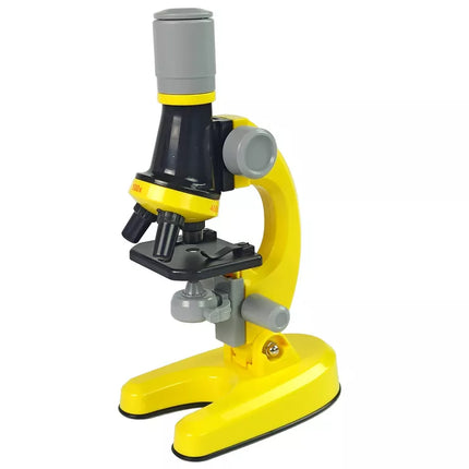 Mikroskopas mokslininkui, edukacinis rinkinys geltonas 100x 400x 1200x