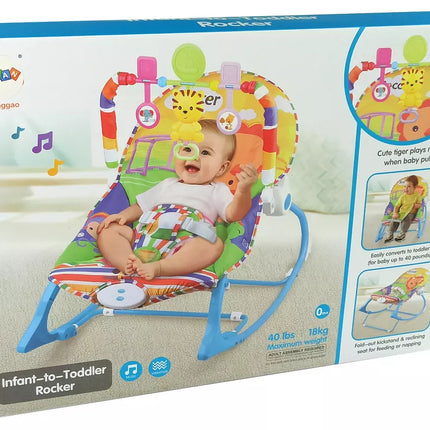 Supama kėdutė 2in1 Mėlynas Tigras Garsai Vibracija