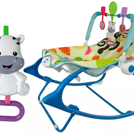 Supama kėdė "2in1" mėlyna zebra, garsai, vibracija