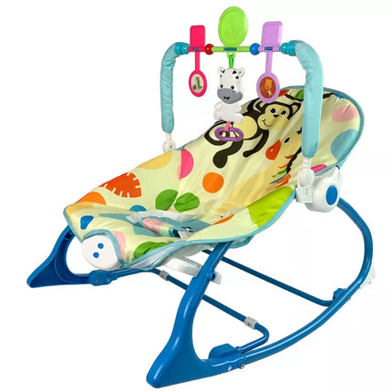 Supama kėdė "2in1" mėlyna zebra, garsai, vibracija