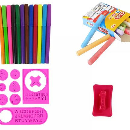 Dvipusė magnetinė kreidos lenta rožiniai šablonai