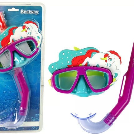 Rožinis Bestway nardymo rinkinys su gyvūnų formos plaukimo ratu 24059