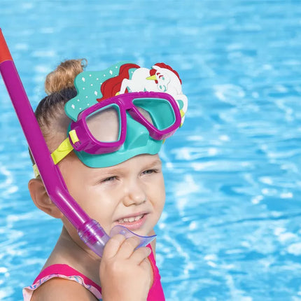 Rožinis Bestway nardymo rinkinys su gyvūnų formos plaukimo ratu 24059