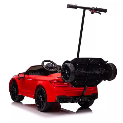 Automobiliukas su baterijomis BMW M5 su platforma tėvams, raudonas, lakuotas