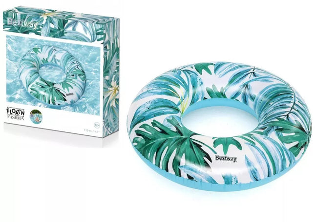 Pripučiamas plaukimo ratas su mėlynomis palmėmis 119 cm Bestway 36237