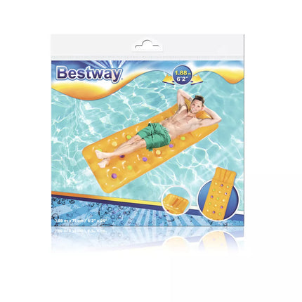 Pripučiamas čiužinys plaukiojimui geltonas 188 x 71 cm Bestway 43014