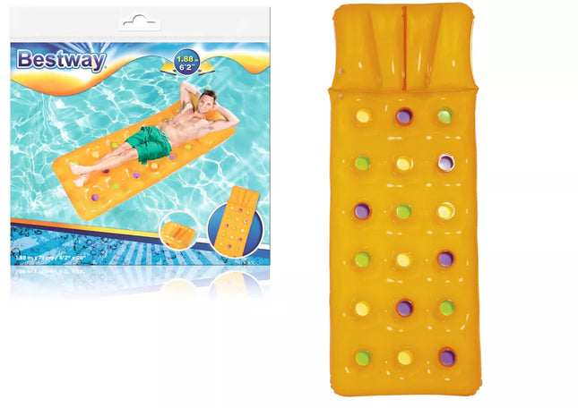 Pripučiamas čiužinys plaukiojimui geltonas 188 x 71 cm Bestway 43014