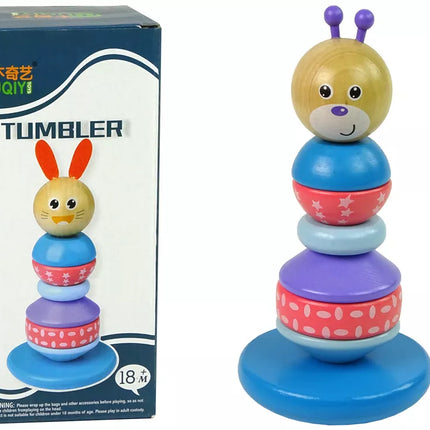 Medinis meškiuko edukacinis piramidės balansavimo bokštas