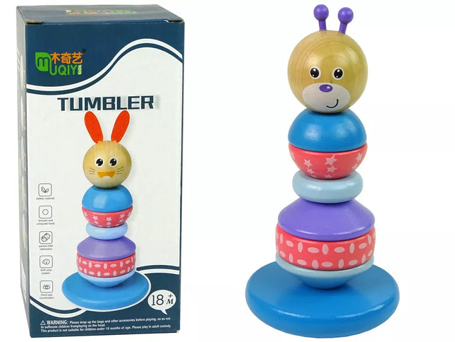 Medinis meškiuko edukacinis piramidės balansavimo bokštas