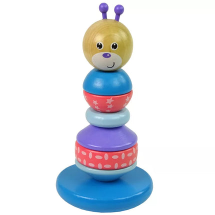 Medinis meškiuko edukacinis piramidės balansavimo bokštas