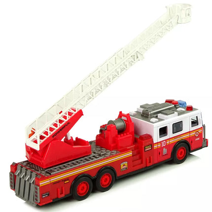 Gaisrinės brigados trinties variklis, šviesos, garsai, kopėčios atidaromos durys