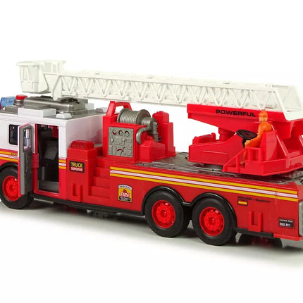 Gaisrinės brigados trinties variklis, šviesos, garsai, kopėčios atidaromos durys