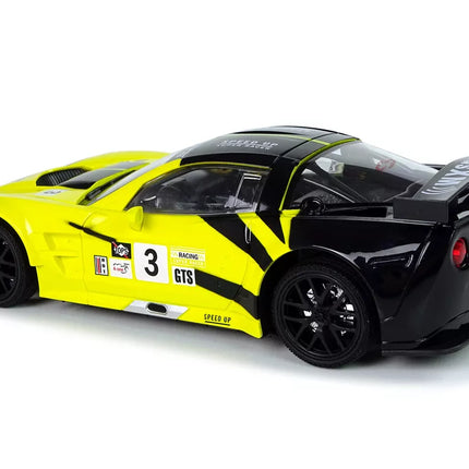 R/C lenktyninis sportinis automobilis 1:18 Corvette C6.R geltonas 2.4 G šviesos