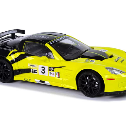 R/C lenktyninis sportinis automobilis 1:18 Corvette C6.R geltonas 2.4 G šviesos