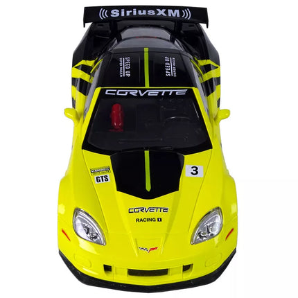 R/C lenktyninis sportinis automobilis 1:18 Corvette C6.R geltonas 2.4 G šviesos