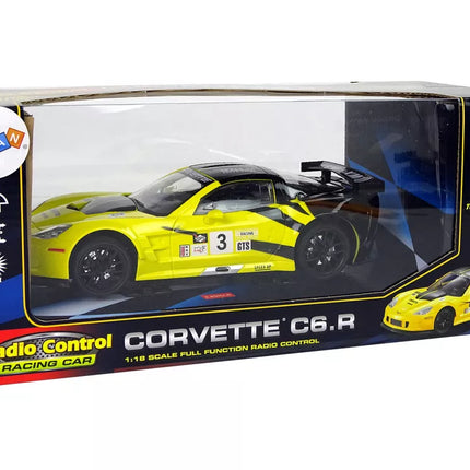 R/C lenktyninis sportinis automobilis 1:18 Corvette C6.R geltonas 2.4 G šviesos