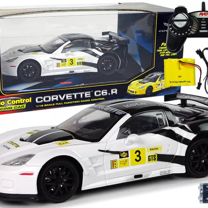 Sportinis lenktyninis automobilis R/C 1:18 Corvette C6.R baltas 2.4 G šviesos
