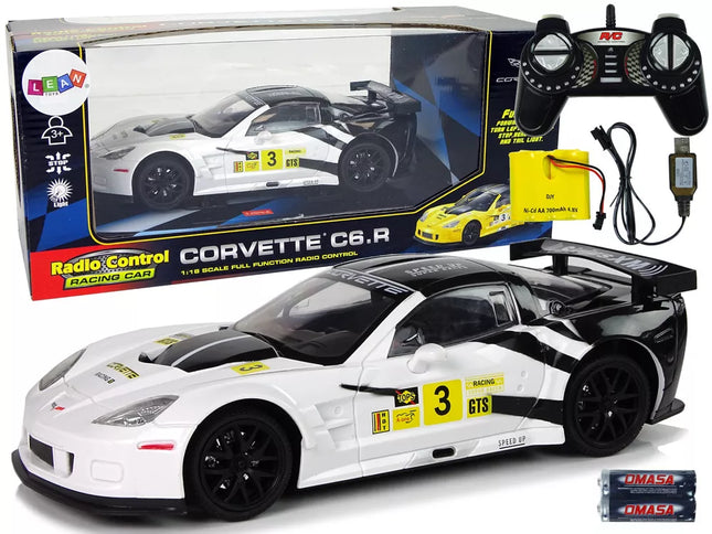 Sportinis lenktyninis automobilis R/C 1:18 Corvette C6.R baltas 2.4 G šviesos