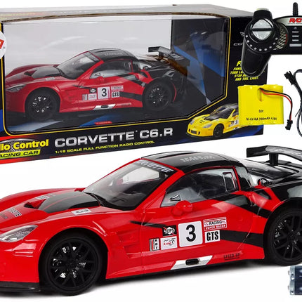 Sportinis lenktyninis automobilis R/C 1:18 Corvette C6.R raudonas 2,4 G šviesos