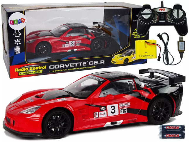 Sportinis lenktyninis automobilis R/C 1:18 Corvette C6.R raudonas 2,4 G šviesos
