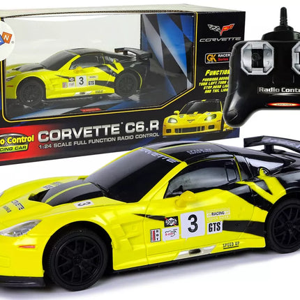 Sportinis automobilis R/C 1:24 Corvette C6.R geltonas 2.4 G šviesos