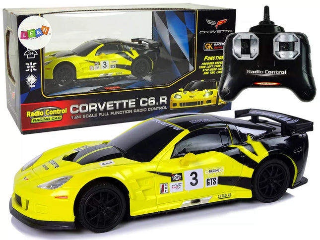 Sportinis automobilis R/C 1:24 Corvette C6.R geltonas 2.4 G šviesos
