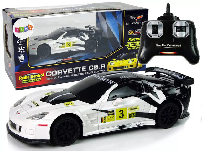 Sportinis automobilis R/C 1:24 Corvette C6.R baltas 2.4 G šviesos