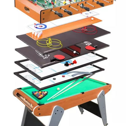 8 viename mobilus žaidimų stalas: stalo tenisas, biliardas, boulingas, ledo ritulys