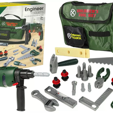 ""Pasidaryk pats" rinkinys krepšyje Grąžtas Plaktukas Pjūklas Veržliaraktis"