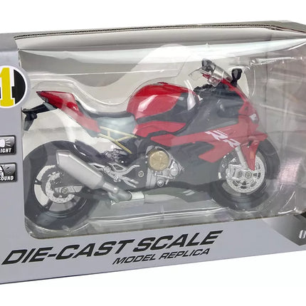 Motociklo modelis BMW S1000RR raudonas garsai šviesos
