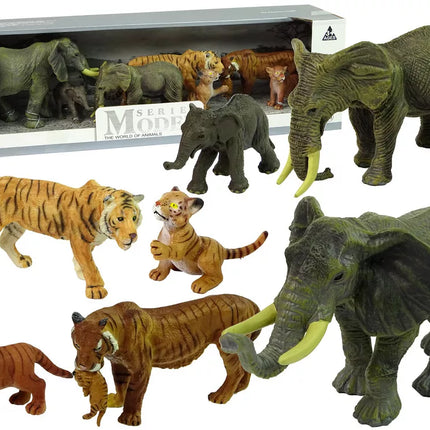 Afrikos dramblių tigrų laukinių gyvūnų figūrėlių rinkinys