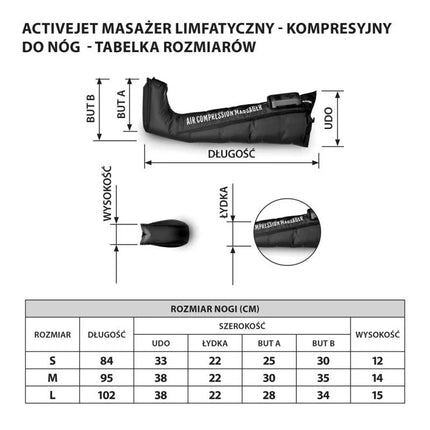 Activejet limfodrenažinis kojų masažuoklis, dydis S