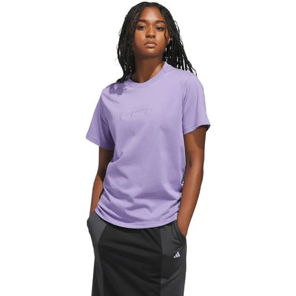 adidas Cursive moteriški marškinėliai šviesiai violetiniai KB2402