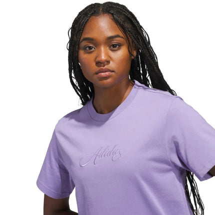 adidas Cursive moteriški marškinėliai šviesiai violetiniai KB2402