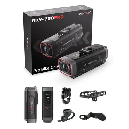 AKEEYO 730Pro 4K vaizdo registratorius ir sporto kamera dviračiams bei motociklams, tvirtinama ant vairo – juoda