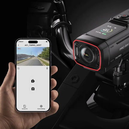 AKEEYO 730Pro 4K vaizdo registratorius ir sporto kamera dviračiams bei motociklams, tvirtinama ant vairo – juoda