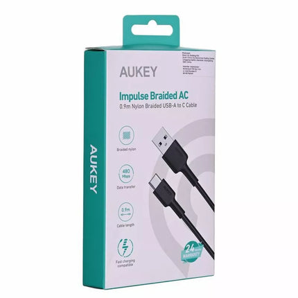 AUKEY CB-CD30 USB-C QC PD Kabelis 0.9m 3A Nailoninis