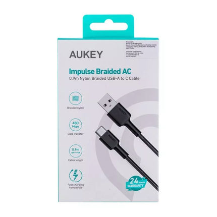 AUKEY CB-CD30 USB-C QC PD Kabelis 0.9m 3A Nailoninis